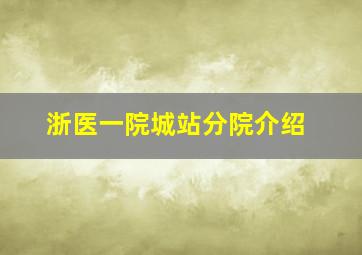 浙医一院城站分院介绍