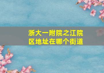 浙大一附院之江院区地址在哪个街道