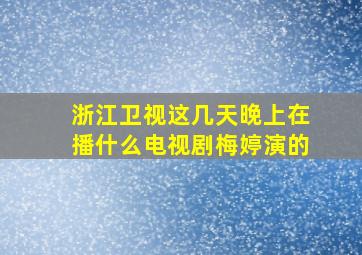 浙江卫视这几天晚上在播什么电视剧梅婷演的