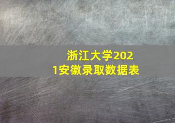 浙江大学2021安徽录取数据表