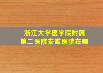 浙江大学医学院附属第二医院安徽医院在哪