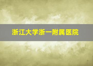 浙江大学浙一附属医院