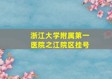 浙江大学附属第一医院之江院区挂号