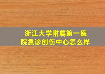 浙江大学附属第一医院急诊创伤中心怎么样