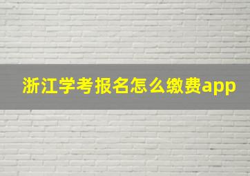 浙江学考报名怎么缴费app