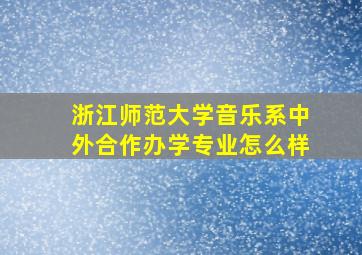 浙江师范大学音乐系中外合作办学专业怎么样