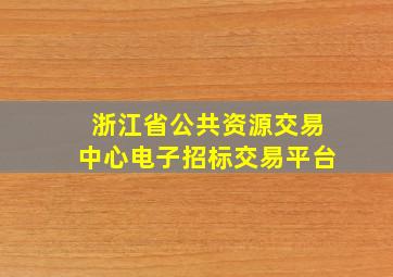 浙江省公共资源交易中心电子招标交易平台