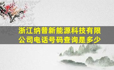 浙江纳普新能源科技有限公司电话号码查询是多少