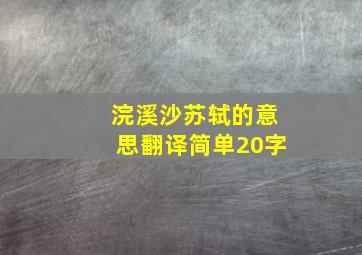 浣溪沙苏轼的意思翻译简单20字