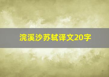 浣溪沙苏轼译文20字