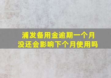 浦发备用金逾期一个月没还会影响下个月使用吗