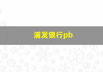 浦发银行pb