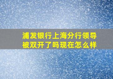 浦发银行上海分行领导被双开了吗现在怎么样