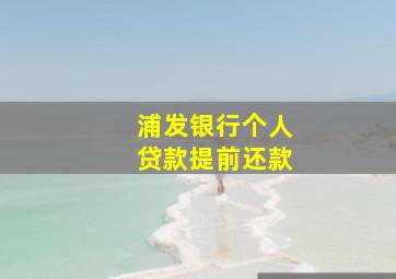 浦发银行个人贷款提前还款