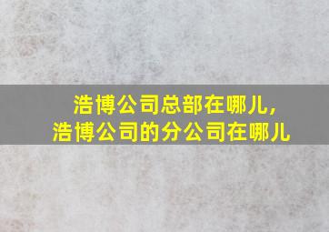 浩博公司总部在哪儿,浩博公司的分公司在哪儿