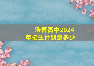 浩博高中2024年招生计划是多少