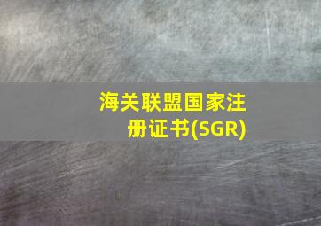 海关联盟国家注册证书(SGR)