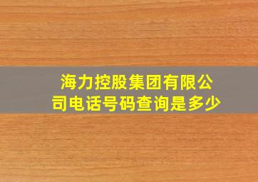 海力控股集团有限公司电话号码查询是多少