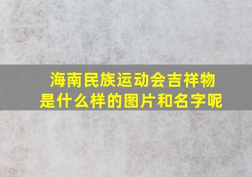 海南民族运动会吉祥物是什么样的图片和名字呢