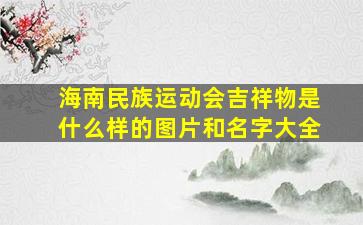 海南民族运动会吉祥物是什么样的图片和名字大全