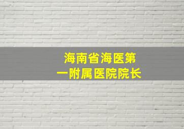 海南省海医第一附属医院院长