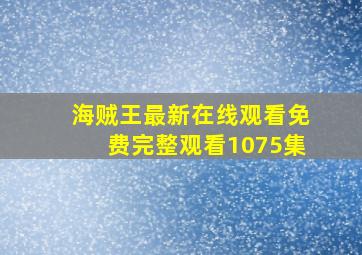 海贼王最新在线观看免费完整观看1075集