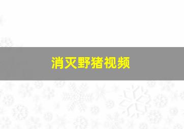 消灭野猪视频