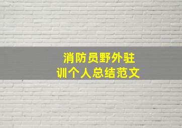 消防员野外驻训个人总结范文