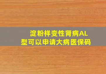 淀粉样变性肾病AL型可以申请大病医保码