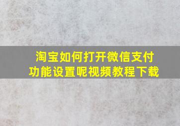 淘宝如何打开微信支付功能设置呢视频教程下载