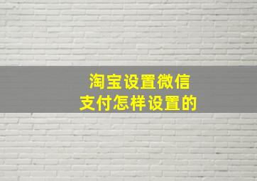 淘宝设置微信支付怎样设置的