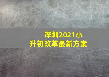 深圳2021小升初改革最新方案