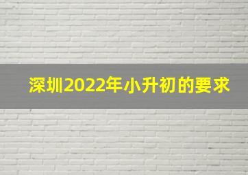 深圳2022年小升初的要求