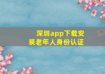 深圳app下载安装老年人身份认证