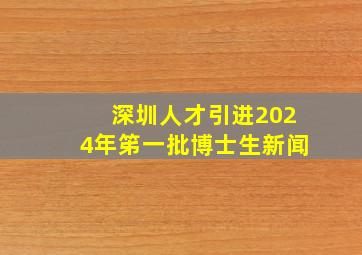 深圳人才引进2024年笫一批博士生新闻