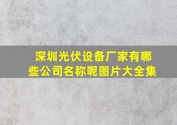 深圳光伏设备厂家有哪些公司名称呢图片大全集