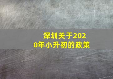 深圳关于2020年小升初的政策