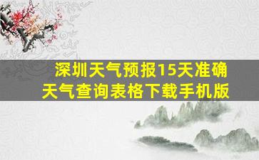 深圳天气预报15天准确天气查询表格下载手机版