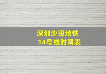 深圳沙田地铁14号线时间表