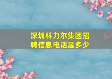 深圳科力尔集团招聘信息电话是多少