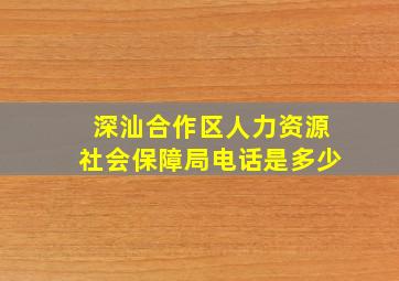 深汕合作区人力资源社会保障局电话是多少