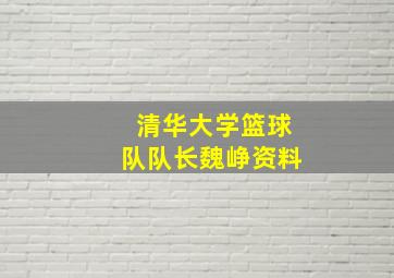 清华大学篮球队队长魏峥资料