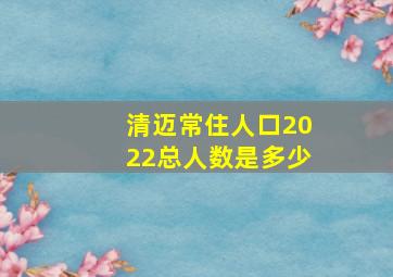 清迈常住人口2022总人数是多少