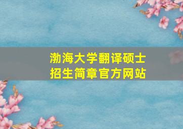 渤海大学翻译硕士招生简章官方网站