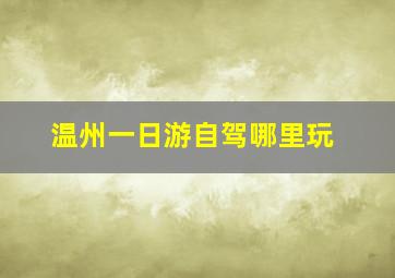 温州一日游自驾哪里玩