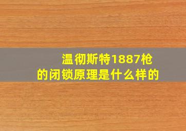 温彻斯特1887枪的闭锁原理是什么样的