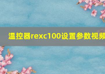 温控器rexc100设置参数视频