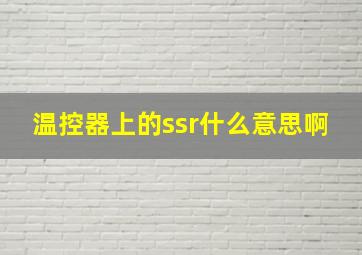 温控器上的ssr什么意思啊