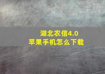 湖北农信4.0苹果手机怎么下载