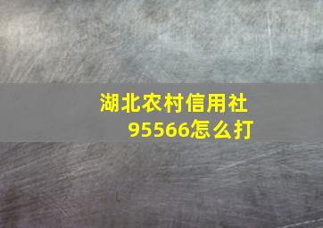 湖北农村信用社95566怎么打